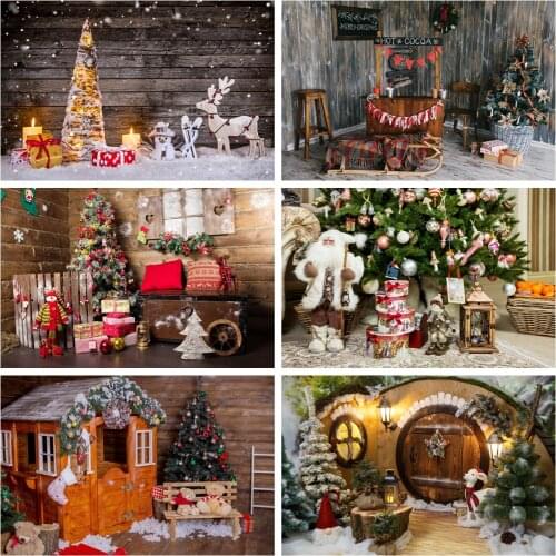 Laeacco Christmas Tree Fireplace Gifts Carpet Room Decor Birthday Party Backdrop Photographic Photo Background For Photo Studio
