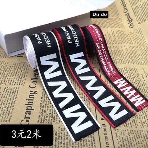 1m Letter Ribbons Garment Accessorie Thick Ribbons Trousers side Decoration Packages Bags Ribbons Accessorie DIY