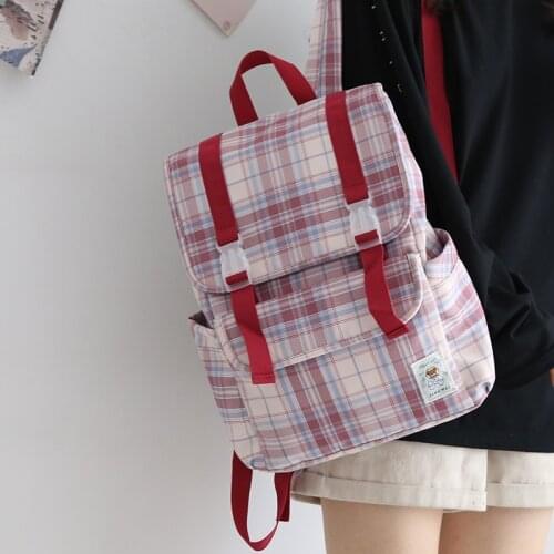 Fashion College Plaid School Backpack Women Summer Backpacks for Women Korean Shoulders School Bags for Teenage Girls Female New