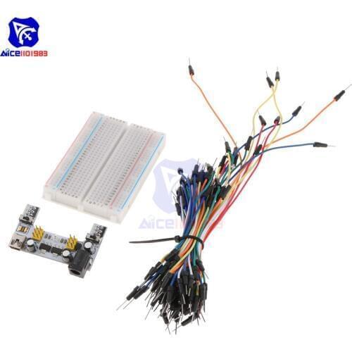 Diymore M400 Tie Point Solderless Breadboard + 65PCS Jumper Cable + MB-102 MB102 Micro/Mini USB Power Supply Module for Arduino