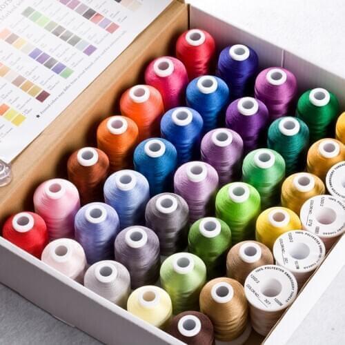 Simthread 40 Brother Colors Polyester Embroidery Thread For Brother Singer Janome Babylock Embroidery Machine 550Yards