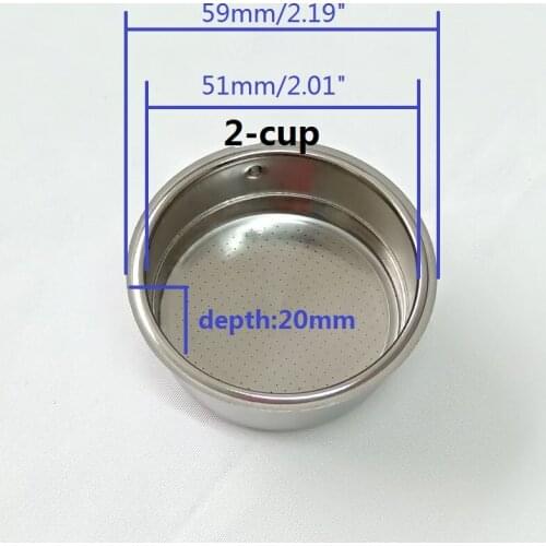 100% New 51mm Double-Cup Coffee machine Pressurized Filter Basket For Household Coffee Maker Parts 2-Cup