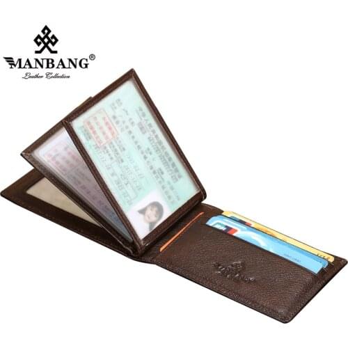 ManBang 2021 New Card wallet Holder Male Leather Vertical Card Holder Holder Driver’s License Leather short Wallet high quatity