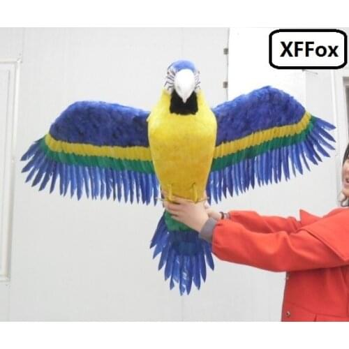New huge real life wings parrot model foam&feather big simulation blue&yellow parrot bird gift about 80x140cm xf0278