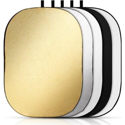 90 x 120cm 5-in-1 Oval Photo Studio Reflector Soft Lighting Board Collapsible Outdoor Photography Reflector Fill Light Board