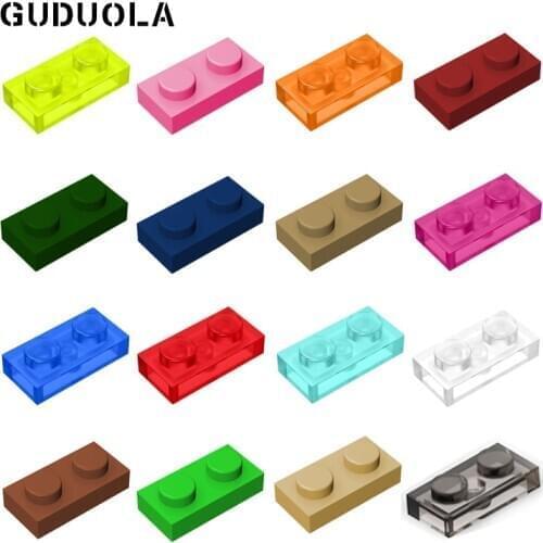 Guduola Plate 1x2 (3023 / 6225) Building Block Transparent Colors and New Color MOC Toys Parts 120pcs/lot