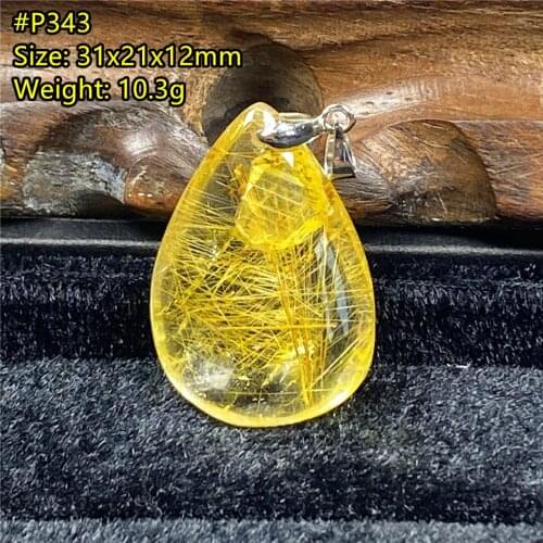 Top Natural Gold Rutilated Pendant Jewelry 31x21x12mm For Woman Man Wealth Luck Gift Beads Gemstone Silver Crystal Stone AAAAA