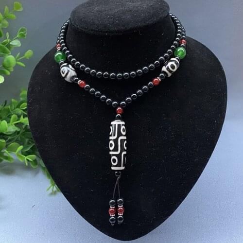 Nine Eye Tibet Dzi Pendant Drop Choker Nacklace Natural Stone Materials Fashionable Style Tibet Heaven Bead Bring Good Luck