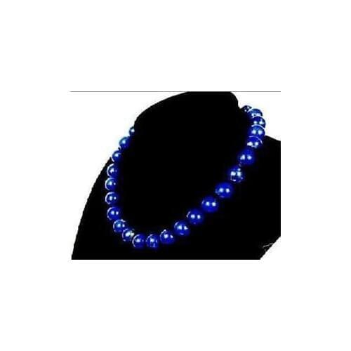 Stunning!10mm Egyptian Lapis Lazuli Necklace AAA+ 18"