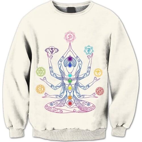 REAL American US SIZE Chakra Balance Sublimation Print Plus Size Crew Neck Sweatshirt
