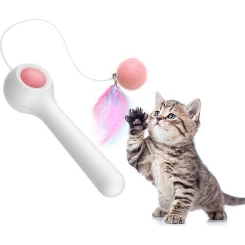 Cat Teaser Toy Stick Feather Wand Ball Automatic Telescopic Interactive Play Training Funny Pet Kitten Toy For Cats Supplies