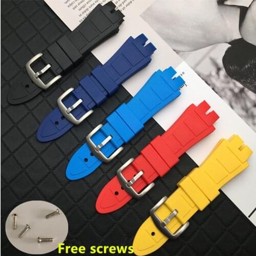 28mm Black soft nature rubber silicone watchband watch band For Roger for Dubuis strap for EXCALIBUR series pin buckle