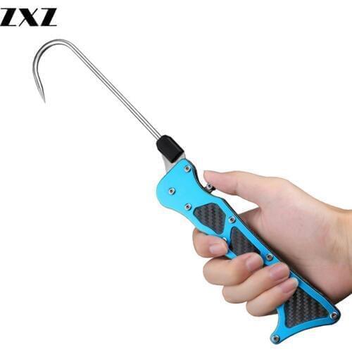 Foldable Outdoor Fish Grip Portable Telescopic Sea Fishing Gaff Stainless Steel Lip Spear Hook Gripper Tackle Accessory Tools T4