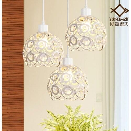 Art Modern Minimalist Single Head Led Aisle Bar Restaurant Lamp Personality Three Crystal Dining Pendant hanging lamp