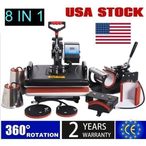 Free Shipping From USA 8 in 1 Heat Press Machine 12X15" Swing Away Transfer Sublimation T-Shirt Mug Hat With many gifts