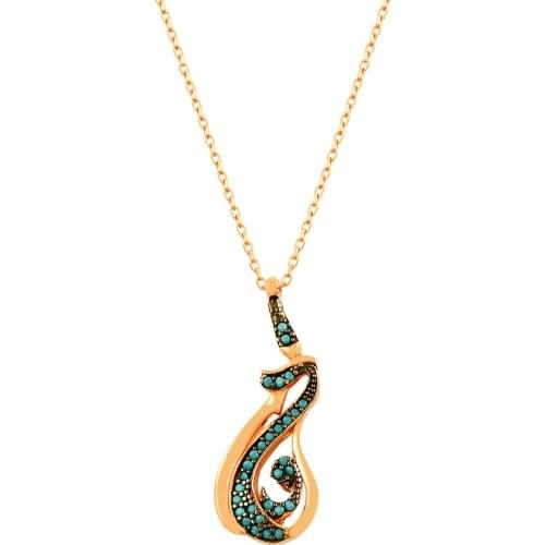 Vav Necklace Islamic Calligrapy Turquoise Turkish Jewelry Women Necklace 925 Sterling Silver Mevlane Sufi Muslim Darvish