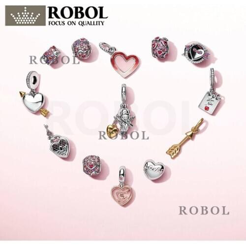High quality original 925 sterling silver charm Valentines Day series bead pendant with original carved jewelry free shipping
