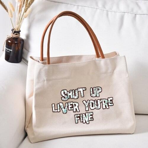 Funny Letters Printed Women Lady Canvas Tote Bag Handbag Work Bag Shopping Bag Beach Bag Dropshipping