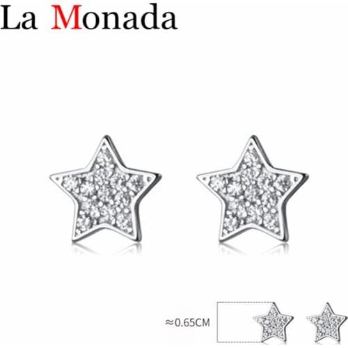 100% 925 Sterling Silver Sparkling White Cubic Zirconia Star CZ Stud Earrings for Women Elegant Jewelry Anniversary Gift