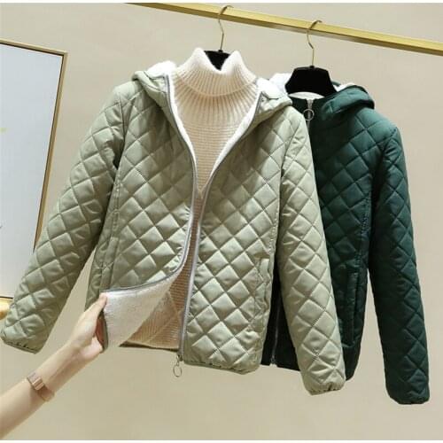 Womens Cotton Coat New 2021 Winter Jackets Short Hooded Lamb Down Thicken Warm Jacket Parkas Winter Parka Outwear Jackets Women