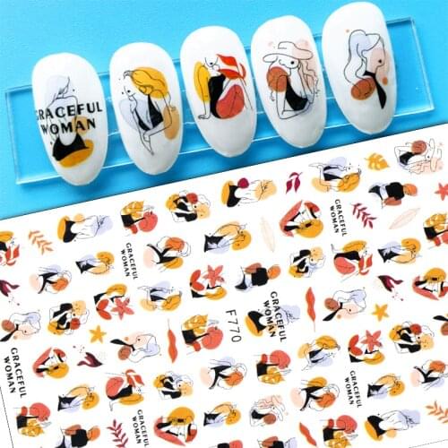 1 Sheet Woman Face 3D Nail Sticker Summer Graffiti Nail Decals Red lips Nail Art Decorations Slider