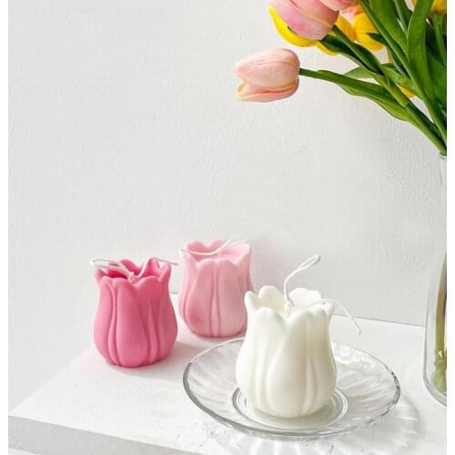 1PC Tulip Flower Shape Candle Silicone Molds DIY Handmade Making Aromatherapy Plaster Mould Home Ornaments