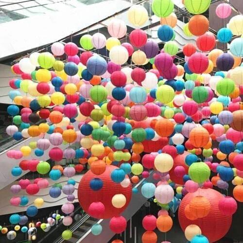 10-15-20-25-30-40cm) Chinese Round Paper Lantern for Wedding Decor Birthday Party Supplies Paper Lantern for Baby Shower Decor