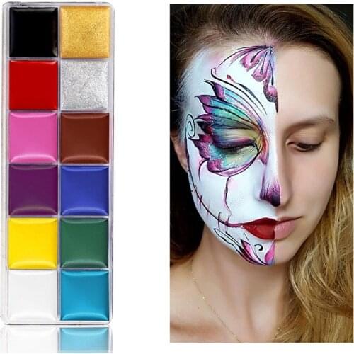 12 Color Flash Tattoo Face Body Painting Oil Painting Art To Use In Fancy Dress Ball Pigment Beauty Makeup Tool At Halloween