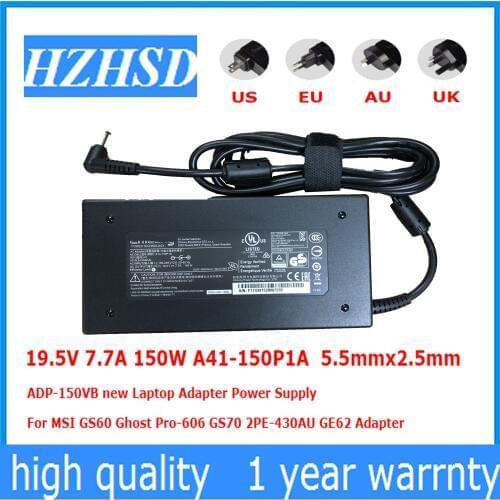 19.5V 7.7A 150W 5.5mmx2.5mm A41-150P1A ADP-150VB new Laptop Adapter Power Supply For MSI GS60 Pro-606 GS70 2PE-430AU GE62