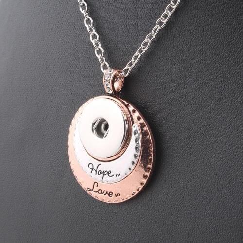 2017 New 2 Colors Fashion Beauty pendant Hope&Love Snap necklace fit DIY 18MM snap buttons jewlery wholesale women ZG054