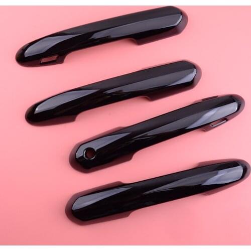 4pcs/Set Car Exterior Door Handle Cover Trim with Smart Keyholes Fit for Toyota RAV4 2019 2020 2021 ABS Plastic Glossy Black