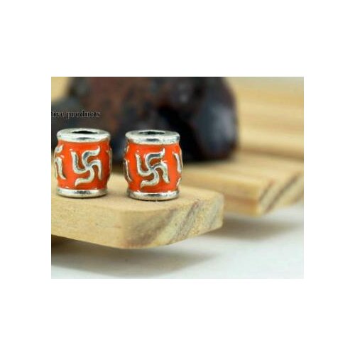 5pcs/lot Tibetan silver Dripping oil spacer Cloisonne lotus Loose Spacer Beads for DIY Jewelry Making bracelet df4s