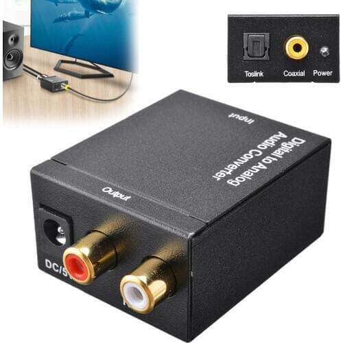 Audio Stereo Extractor Converter Black RCA L/R Coax Digital to Analog Audio Converter Adapter With Cables