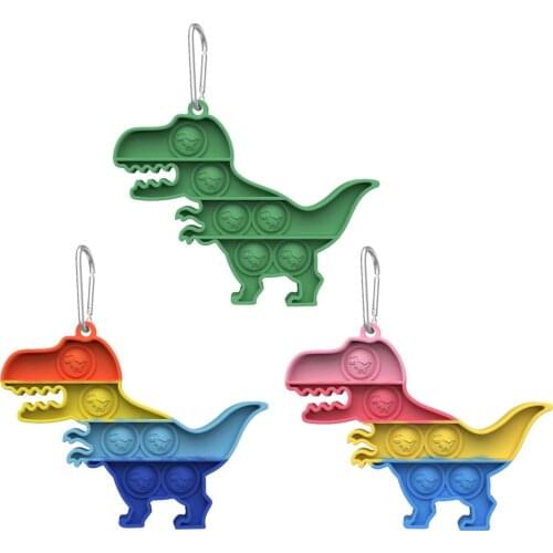 Dinosaur Pendant Fidget Toys Antistress Set Silicone Push Bubble Fingertip Toys Stress Reliever Adults Children Sensory Toys
