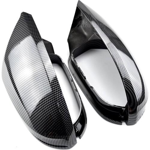 For Audi A6 C7 S6 2012-2018 Car Rearview Mirror Cover Side Wing Protect Frame Covers Trim Carbon black and bright black