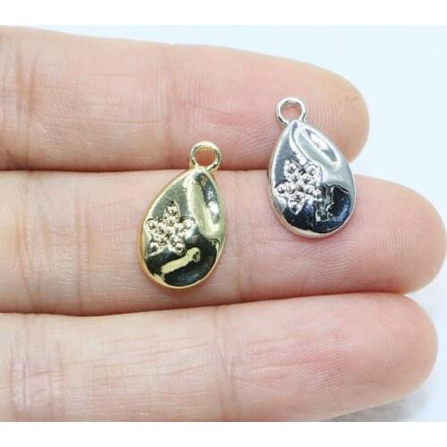 Eruifa 20pcs 10*14mm Tear Star Zinc alloy Jewelry DIY Charms Pendant Necklace, Earring Bracelet 2 Colors