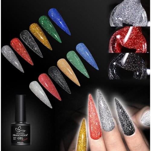 Nail Art Gel Quick Dry DIY Glitter Gel Flash UV Gel Nail Polish Glue Phototherapy Glitter Sequin Luminous Disco Nail DIY Gel