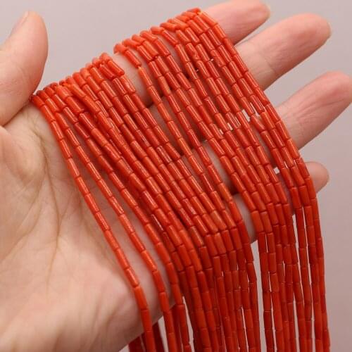 Hot sale coral beaded red cylindrical beads handmade crafts DIY necklace bracelet jewelry for girlfriend gift making 2x4mm