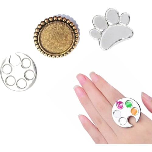 1Pcs Ring Nail Polish Palette 3 Style DIY Color Painting Drawing UV GEL Professional Finger Palettes Dish Manicure Art Equipment