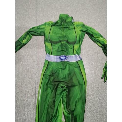Totally Spies Green Sam Cosplay Costumes Adults Kids Anime Clover Sam Alex Mandy Superhero Bodysuit Halloween Zentai Suit