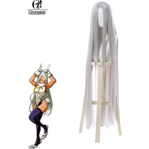ROLECOS Anime MHA Cosplay Wig Rabbit Hero Miruko Cosplay Long Hair 120cm BNHA Women Synthetic Hair