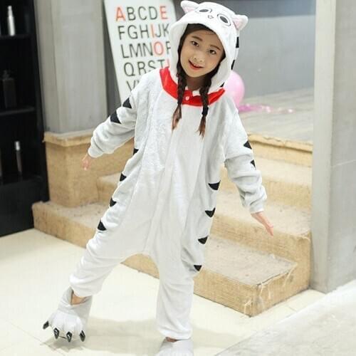 Kigurumi Costume Chis Cat Sweet Home Kids Cosplay Onesie Lovely Warm Boy Girl Anime Animal Party Disguise Hooded