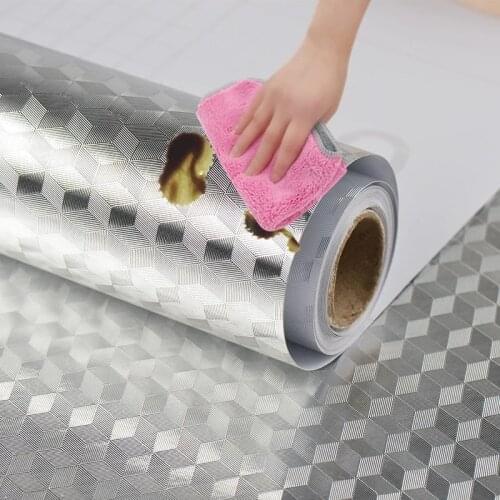 Kitchen Oil-proof Waterproof Stickers Anti-fouling High-temperature Aluminum Foil Self-adhesive Wallpaper Stove Cabinet Stickers