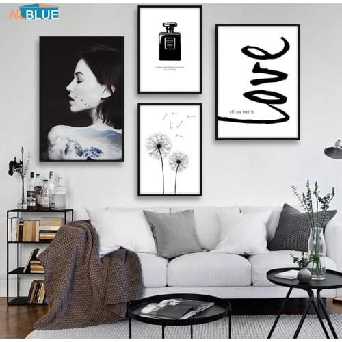 Love Quote Woman Canvas Nordic Posters And Prints Wall Art Painting Black White Perfume Poster Decorative Pictures Living Room