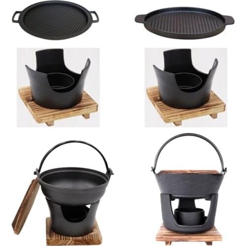 Mini cast iron barbecue grillswith charcoal box bable BBQ Single commercial small hot pot iron pot domestic dry boiler stove 080