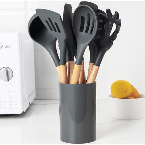 Cooking Tools Set Premium Silicone Kitchen Utensils Set Turner Tongs Spatula Soup Spoon Non-stick Shovel Oil Brush Kitchen Tool