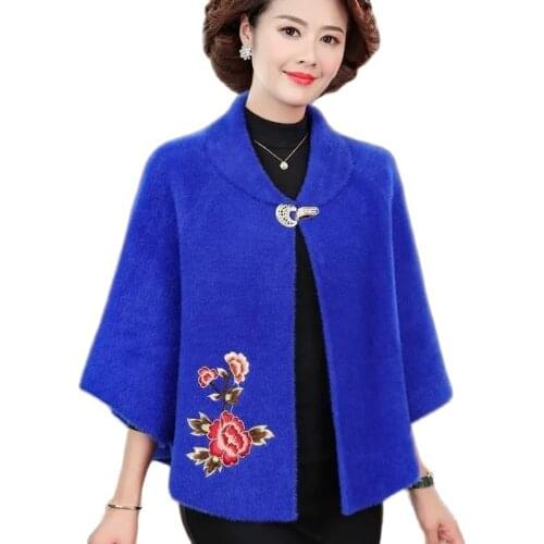 New 2021Middle-Aged Mother Short Womens Coat Autumn Winter Imitate Mink Fleece Shawl Jacket Elegant Women Wedding Clothing