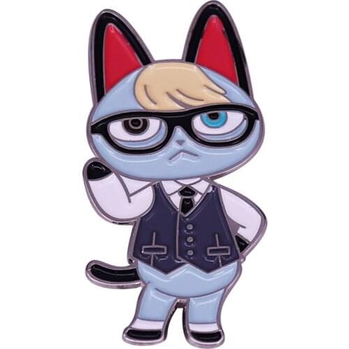 New Horizons Serious expression cat gentleman Smug villager pin get along easily with other villagers