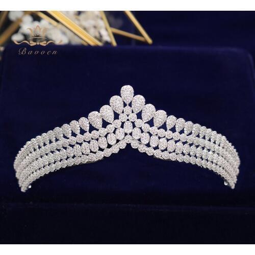 New Brides Simple Full Zircon Brides Tiaras Crowns Sparking Bridal Hairbands Plated Crystal Wedding Hair Accessories