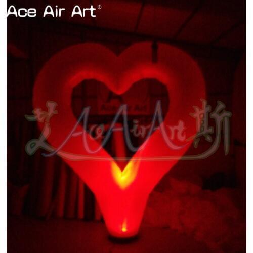 2 pcs Popular colourful inflatable LED lighting heart,ground inflatable hearts for wedding party/Valentines Day
